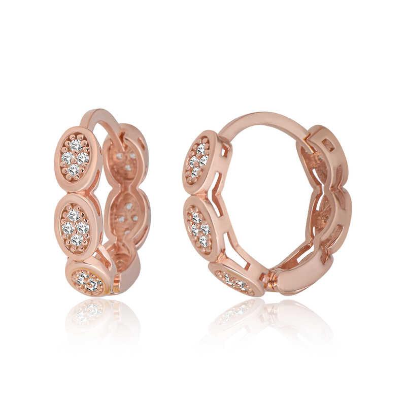 Silver Zircon Stone Hoop Women's Earrings