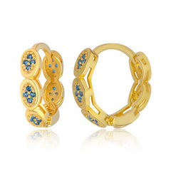 Silver Zircon Stone Hoop Women's Earrings