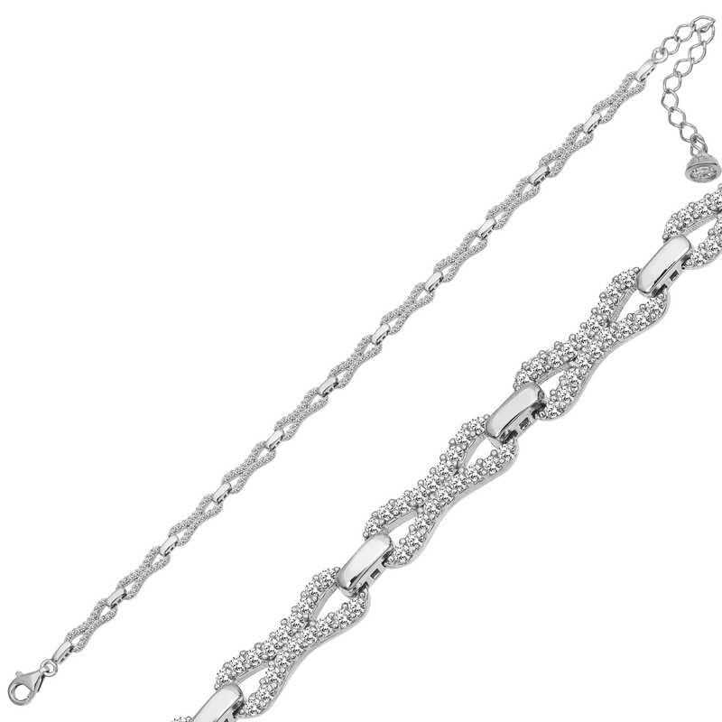Bracelet femme en argent et pierre zircon