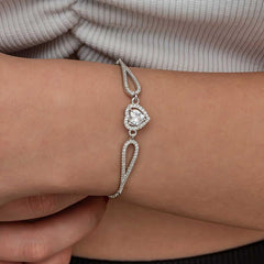 Silver Zircon Stone Heart Bracelet