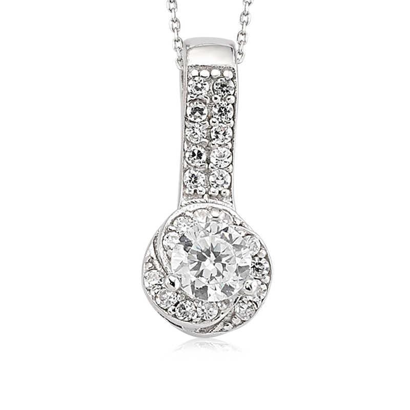 Silver Single Stone Women's Necklace 