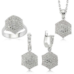 Silver Zircon Stone Women's Set