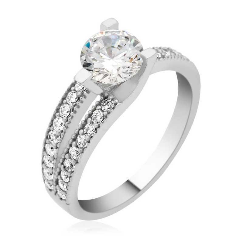 Silver Single Stone Women's Ring