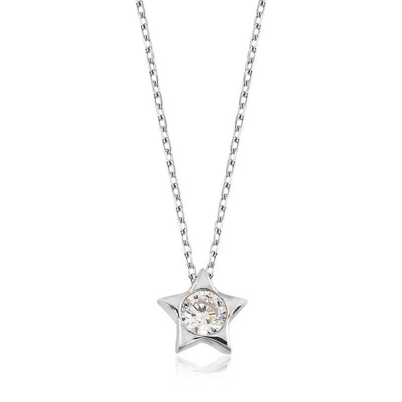 Silver Single Stone Star Women's Necklace