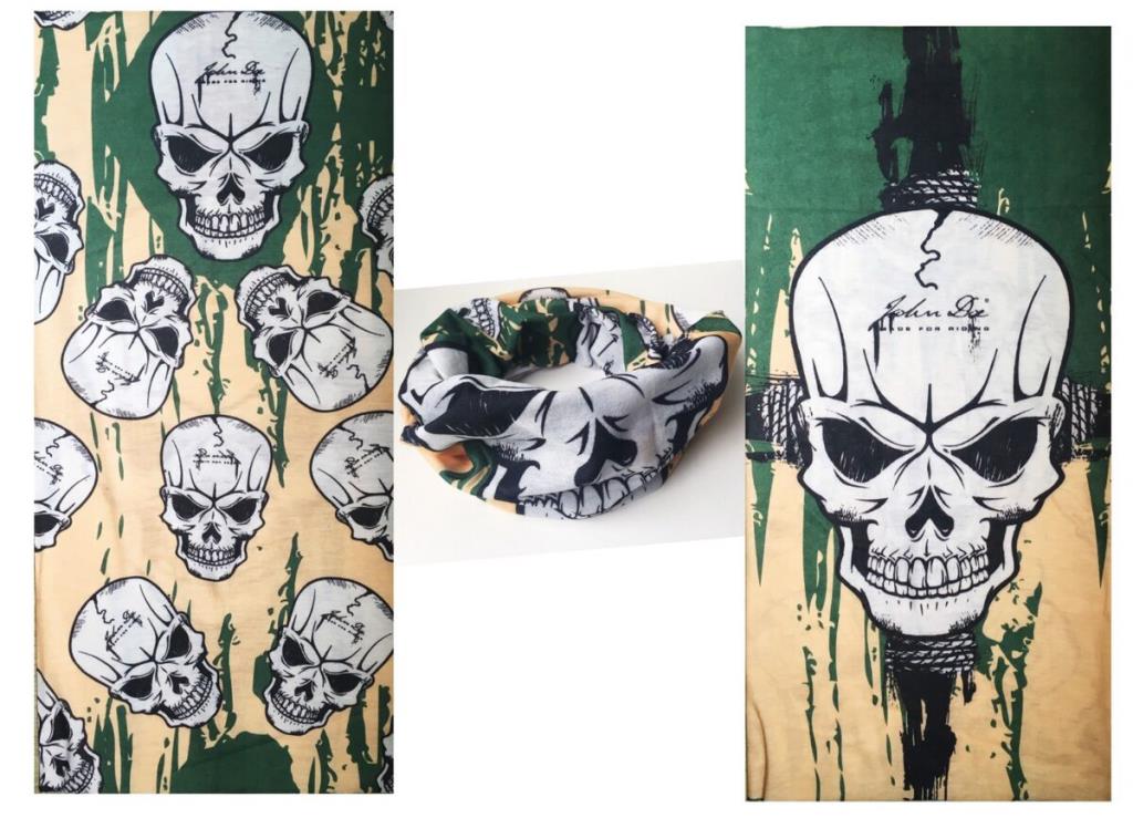 Nessiworld Khaki Green Lycra Skull Printed Baf Buff Bandana 25x48 cm