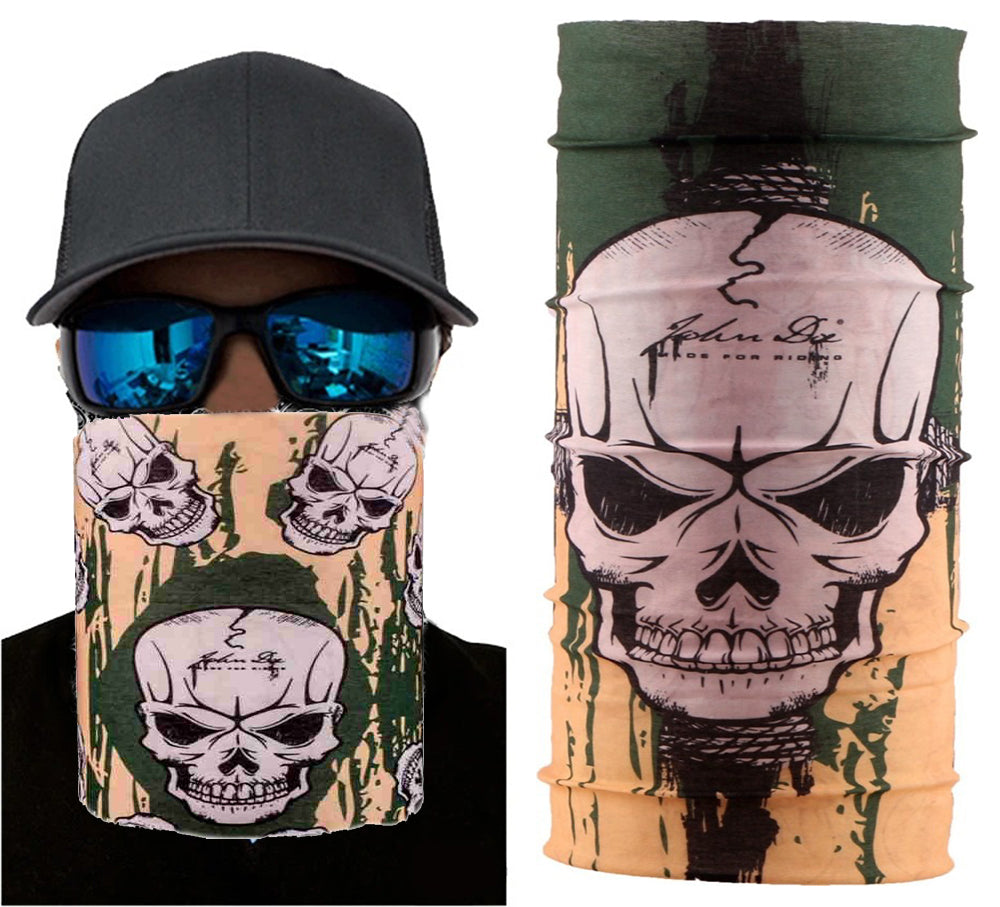 Nessiworld Khaki Green Lycra Skull Printed Baf Buff Bandana 25x48 cm