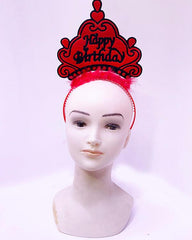 Happy Birthday Neon Red Color Birthday Crown 24x15 cm