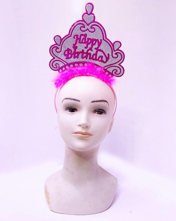 Nessiworld Happy Birthday Neon Pink Color Birthday Crown 24x15 cm