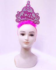 Nessiworld Happy Birthday Neon Pink Color Birthday Crown 24x15 cm