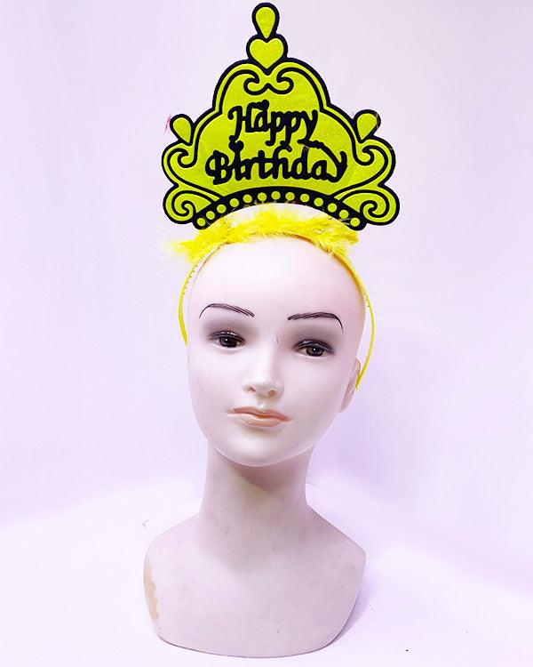 Nessiworld Happy Birthday Neon Yellow Color Birthday Crown 24x15 cm