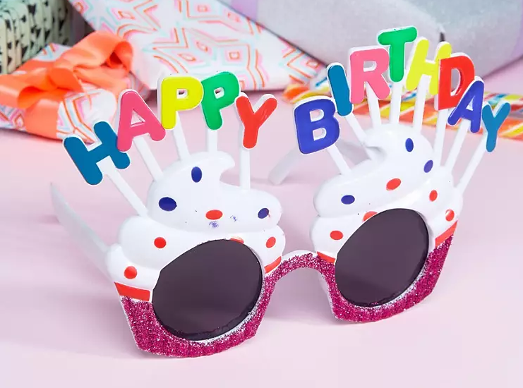 NessiWorld Happy Birthday Written White Fuchsia Color Party Glasses 12x7 cm