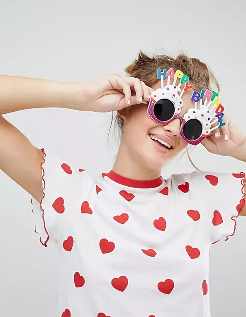 NessiWorld Happy Birthday Written White Fuchsia Color Party Glasses 12x7 cm