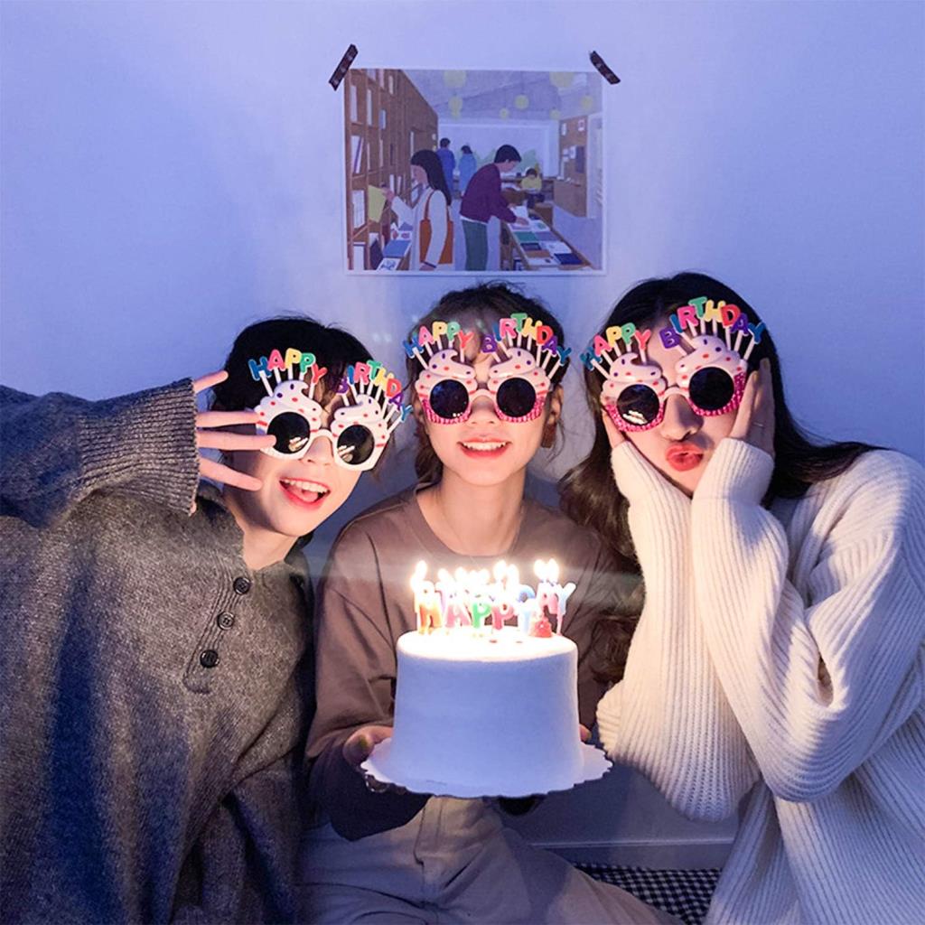 Nessiworld Happy Birthday Written Pink Fuchsia Color Party Glasses 12x7 cm