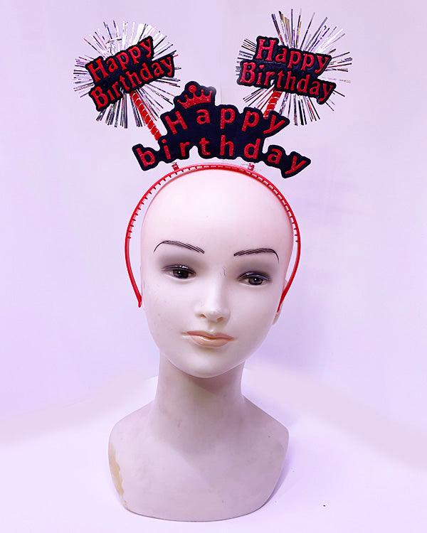 Happy Birthday Written Tassel Neon Red Birthday Crown 22x19 cm