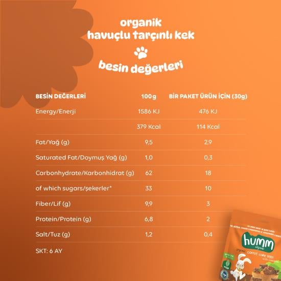 Nessiworld Humm Organik Havuçlu Tarçınlı Vegan Kek 30 Gr