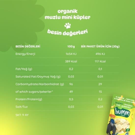 Nessiworld Humm Organic Banana Gluten Free Vegan Mini Cubes 30 Gr