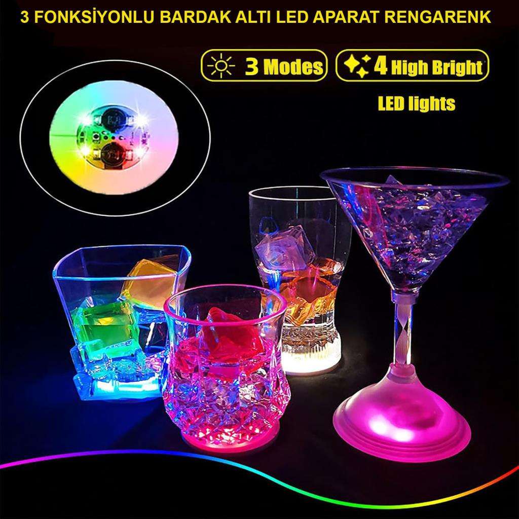Nessiworld Illuminated Adhesive Coaster Apparatus LED 3 Functions 6 cm Diameter