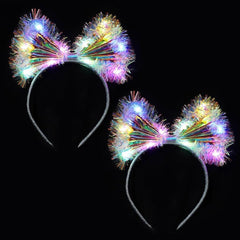Nessiworld Luminous Fiber Bow Night Crown Illuminated Led Fun Crown 1 Piece 20x21 cm