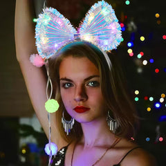 Nessiworld Luminous Fiber Bow Night Crown Illuminated Led Fun Crown 1 Piece 20x21 cm