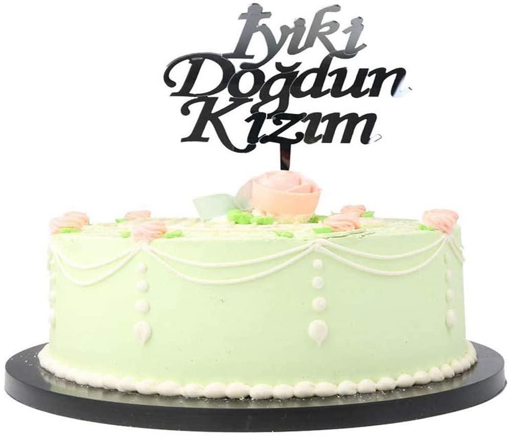 NessiWorld Happy Birthday My Daughter Written Birthday Party Plexiglass Cake Decoration Silver Color