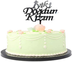 NessiWorld Happy Birthday My Daughter Written Birthday Party Plexiglass Cake Decoration Silver Color