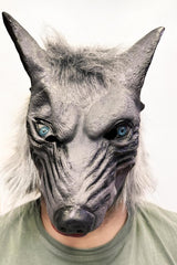 Nessiworld Fully Fitted Latex Blue Eyed Toothed Mouth Wolf Mask