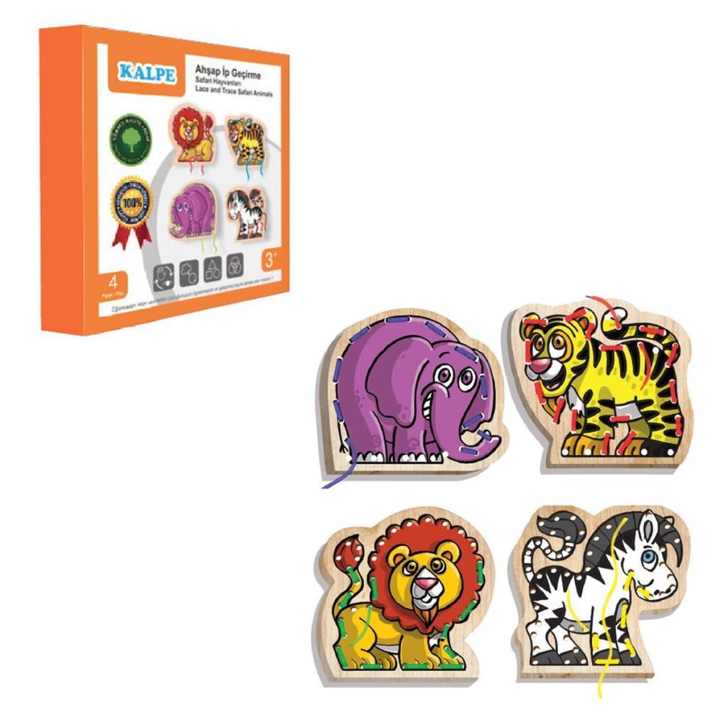 KAL-1019-1020 Chiva, Wooden Rope Threading- Safari Animals 