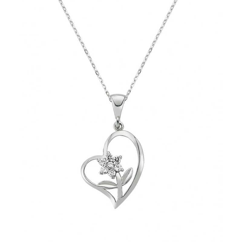 Silver Flower of My Heart Women's Necklace