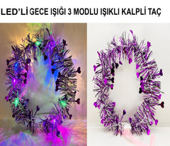 Nessiworld Heart Tassel Night Glow 3 Mode LED Light Crown Purple Color