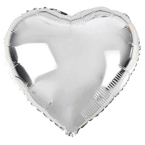 Nessiworld Heart Shaped Silver Color Foil Balloon 45 cm 5 Pieces