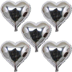 Nessiworld Heart Shaped Silver Color Foil Balloon 45 cm 5 Pieces