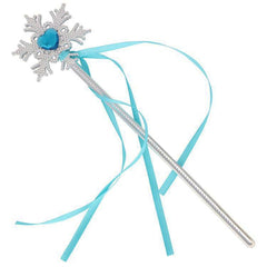 NessiWorld SnowflakeBlueHeartStoneSatinRibbonSnowlandElsaWandStick34cm