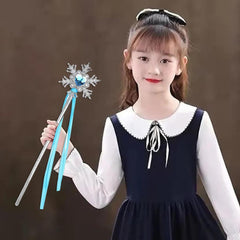 NessiWorld SnowflakeBlueHeartStoneSatinRibbonSnowlandElsaWandStick34cm