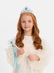 Nessiworld Frozen Elsa Blue Heart Crown and Snow Themed Wand Set