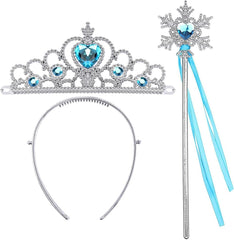 Nessiworld Frozen Elsa Blue Heart Crown and Snow Themed Wand Set