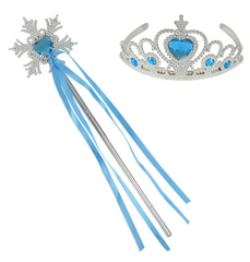 Nessiworld Frozen Elsa Blue Heart Crown and Snow Themed Wand Set