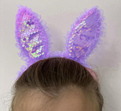 Nessiworld Purple Sequined Led Light Rabbit Ear Crown with Lace Edges 23x19 cm