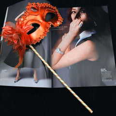 Nessiworld Red Glitter Handle Photo Shoot Mask 18x29 cm