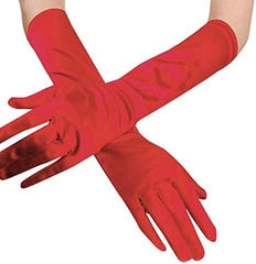 Nessiworld Red Color Elbow Length Fabric Gloves 40 cm