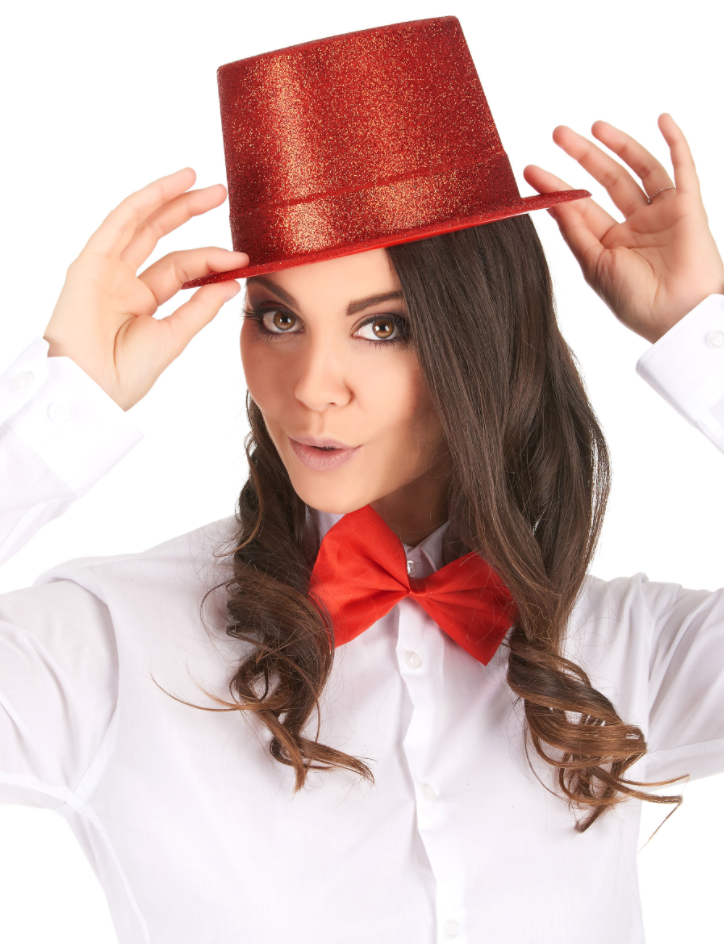 NessiWorld Red Color Long Plastic Glitter Party Hat