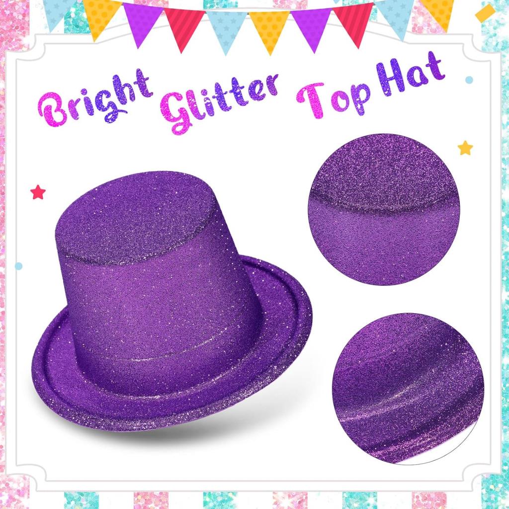 Nessiworld Dark Purple Color Violet Glittery Felt Cylinder Party Hat