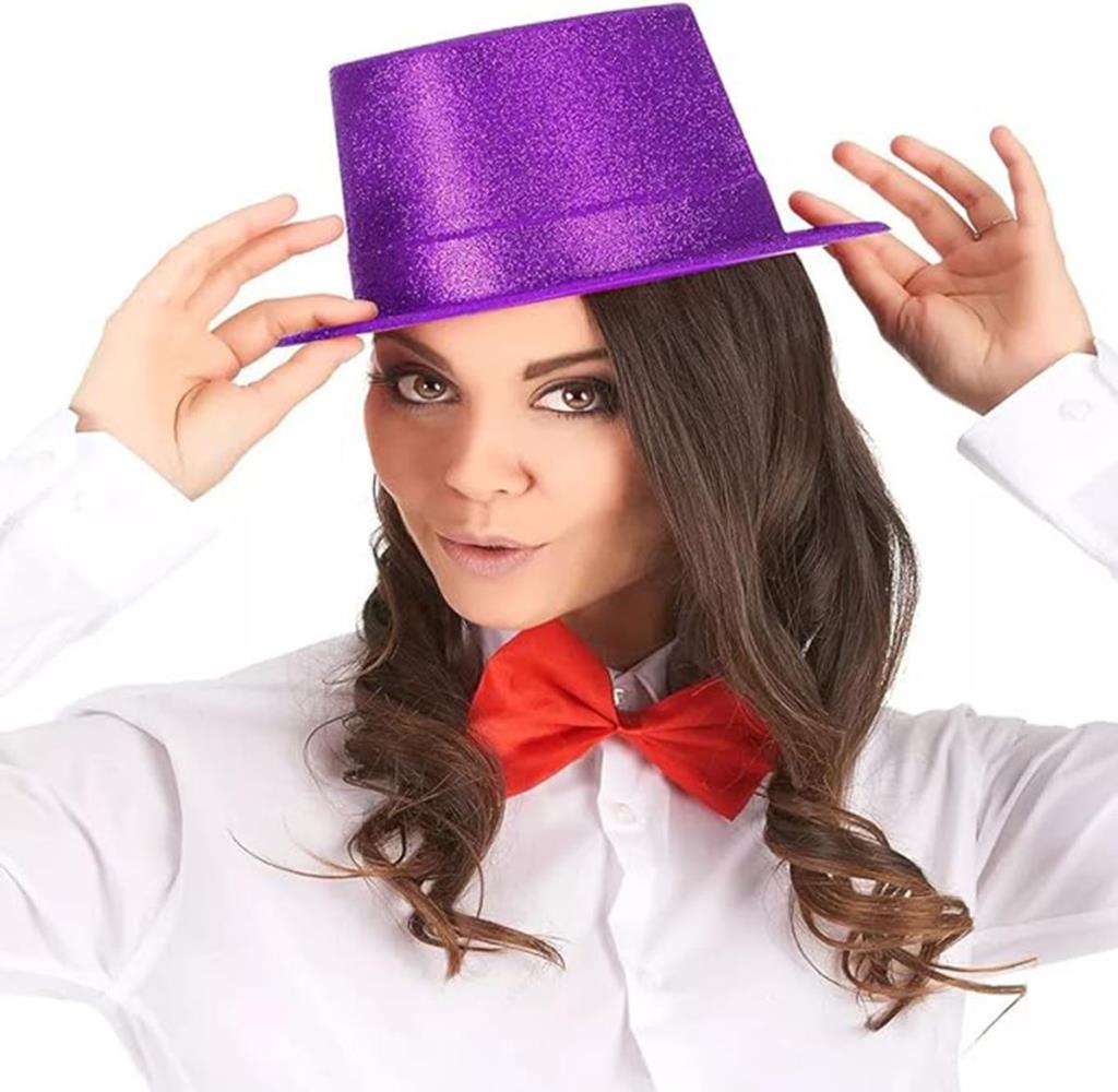 Nessiworld Dark Purple Color Violet Glittery Felt Cylinder Party Hat