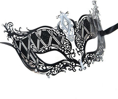 Nessiworld Crystal Silver Stone Black Color Metal Luxury Mask Prom Party