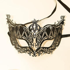 Nessiworld Crystal Silver Stone Black Color Metal Luxury Mask Prom Party