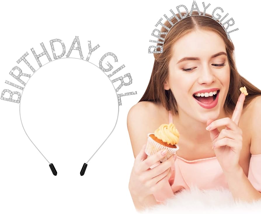 NessiWorld CrystalStoneSilverBirthdayGirlWrittenBirthdayPartyCrown19x11cm