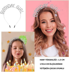 NessiWorld CrystalStoneSilverBirthdayGirlWrittenBirthdayPartyCrown19x11cm