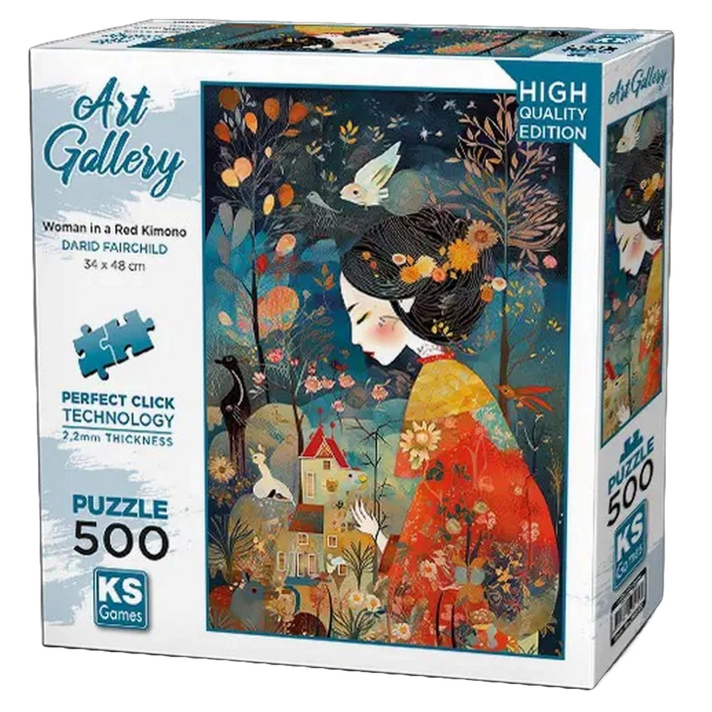 Nessiworld KS Games A Woman In Red Kimono Puzzle 500 Pieces 20070