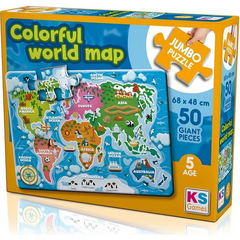 Nessiworld KS Games Colorful World Map 50 Parça Puzzle