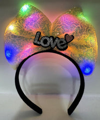 Nessiworld Led Lighted 3 Different Functions Lighted Silver Love Written Yellow Bow Crown 20X17 cm