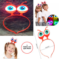 Nessiworld Led Light &amp; Battery Operated 3 Different Modes Lighted Alien Eye Party Crown Red Color 18x12 cm